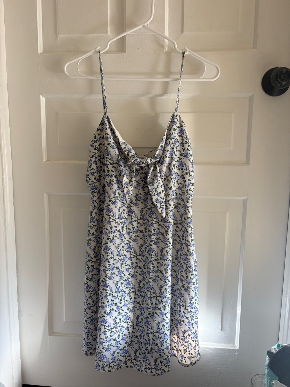 Forever 21 White Mini Dress with Blue Floral Print
